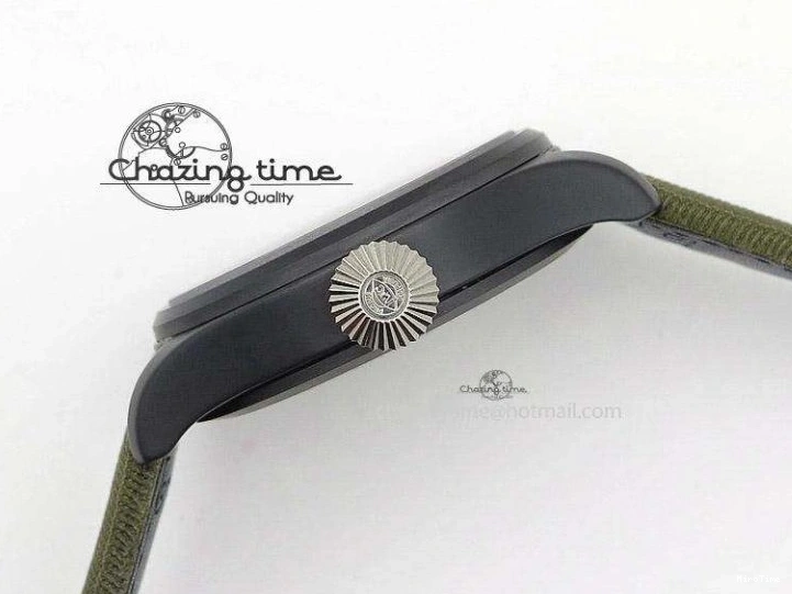 MIROTIME 0308 Big Pilot Top Gun Miramar PVD Plated Titanium on Green Nylon Strap A23J Refined 7398